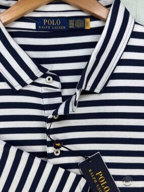 Polo Ralph Lauren Polo Shirt Mens 4XLT Navy Blue Stripe Classic Fit NWT $125